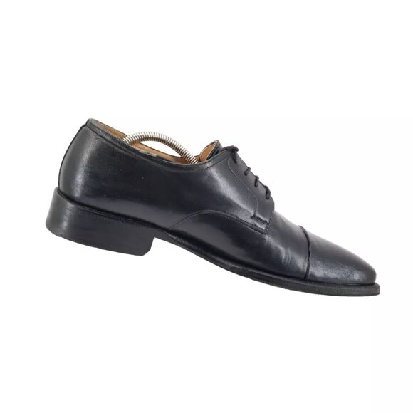 BrunoMagli Branson Mens Black Leather Oxford Dress Cap toe Italy Shoe Sz 10M